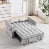 Convertible Sofa Bed,3-in-1 Velvet Sleeper Couch Pull-Out Bed,55'' Loveseat Sleeper Sofa Bed with Adjustable Backrest with 2 Pillows and Storage Bag & USB Port and Hidden Side Computer Table,Gray WIIS' IDEA