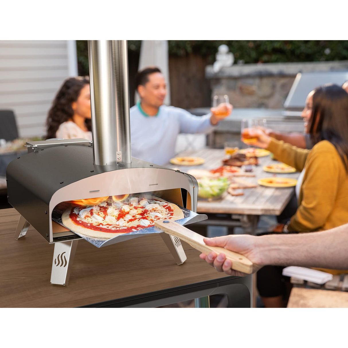 Mimiuo Outdoor Pizza Oven Wood Pellet 12" Pizza Ovens with Pizza Stone and Pizza Peel, Portable Wood-Fired Pizza Oven Pizza Stove for Backyard and Outside (Classic W-Oven Series) Mimiuo