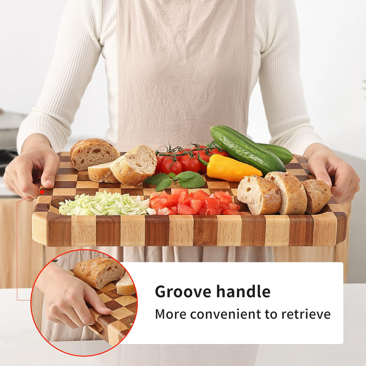 Acacia Wood Cutting Boards for Kitchen-Large Wooden Cutting Boards for Chopping Meat, Cheese, Fruits, and Vegetables Musifan