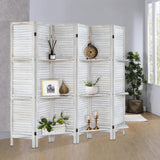 AMBITION LAND Room Divider with Shelves, Privacy Screen, Room Dividers and Folding Privacy Screens, 6 Panel Wood Temporary Wall Partition Separation Separator, Coconut AMBITION LAND