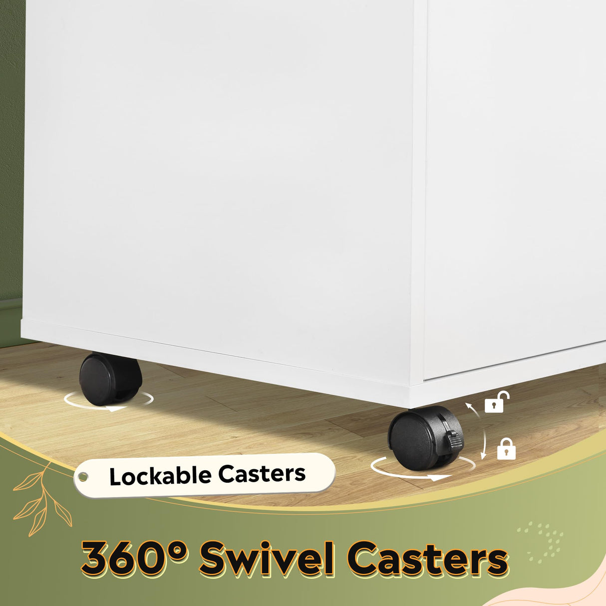 DEVAISE 3-Drawer Wood File Cabinet, Mobile Lateral Filing Cabinet, Printer Stand with Open Storage Shelves for Home Office, White DEVAISE