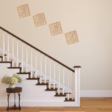 KOYILTD 4 Pieces Thicken Rustic Wall Decor,Flower Carved Wall Art,Wooden Hollow Carved Design (Square, 8.2in) KOYILTD