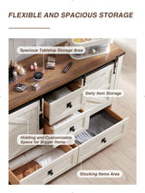 T4TREAM Farmhouse Dresser for Bedroom w/4 Drawers & Sliding Barn Doors, 48'' Wide Chest of Drawers, Rustic Dresser TV Stand w/Shelf, Dresser Organizer for Bedroom, Living Room, Entryway, Antique White T4TREAM