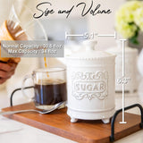 Large 35 Ounce Elegant Ceramic Kitchen Canisters Set of 3 - Beautifully Engraved Coffee Tea Sugar Storage Containers Airtight with Feet for Added Style and Stability - Ceramic Jar with Airtight Lid 25DOL