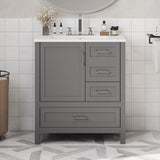 Mirightone 30" Bathroom Vanity with Sink, Bathroom Vanities 30 Inch with Sink, 30" Vanity with Sink for Bathroom, Soft Close Door, 3 Soft Close Drawers and Removable Tray (Grey) Mirightone