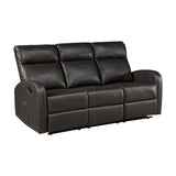 Lexicon Manual Reclining Sofa, Faux Leather Recliner Sofa, Wall Hugger, Track Arms, Magazine Pockets, Manual Dual Recliners Couch for Living Room/Office/Apartment, Easy Assembly, Espresso Lexicon