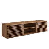 Modway Render 60" Mid-Century Modern Wall Mount Media Console TV Stand, 60 Inch, Walnut Modway