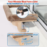 Zakkart Cat Perch for Window Sill with Bolster - Orthopedic Hammock Design with Premium Hardwood & Robust Metal Frame - Cat Window Seat for Large Cats and Kittens - Natural Color Wood with Gray Bed Zakkart