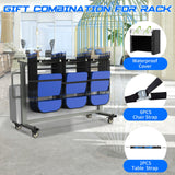 Grey Folding Chair and Table Cart, 400LBS Weight Capacity Folding Chair Dolly with 4In Swivel Wheels Make Storing and Transporting Chairs Easy Chair Storage Rack with Straps and Cover to Space Saving Qinqi