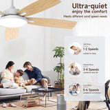 Roomratv Ceiling Fans with Lights,52 inch Smart Ceiling Fans with Dimmable LED Light Compatible with Google Assistant Alexa App Control(White) Roomratv
