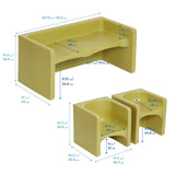 ECR4Kids Tri-Me Table and Cube Chair Set, Multipurpose Furniture, Fern Green, 3-Piece ECR4Kids