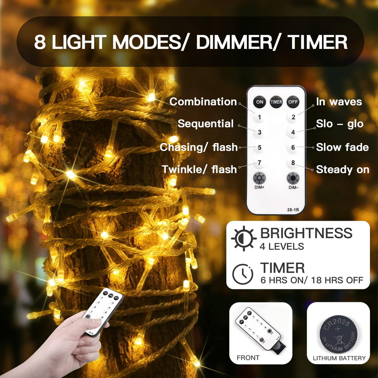 suddus 200 Led Christmas Lights Outdoor Waterproof, 66ft Fairy Lights Plug in Connectable, Warm White Christmas Lights Indoor for Xmas Tree Holiday Party Porch Decor suddus