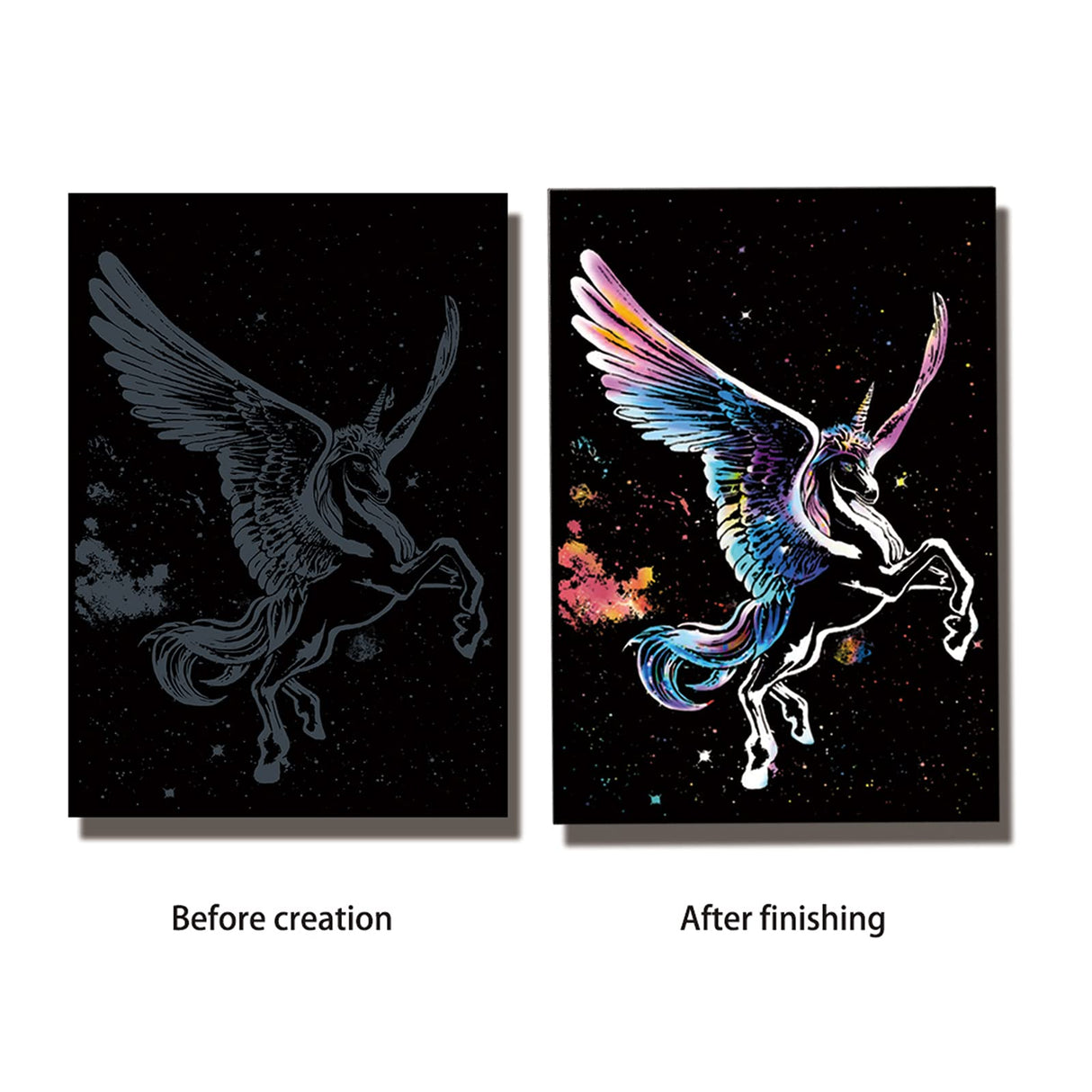 NAIHEY Scratch Art Rainbow Painting Paper DIY Crafts Womens Hobbies Engraving Art Scratchboard Scratch Painting Sketch Pads for Adults 16” x 11.2” (Unicorn Animal) Birthday Gift NaiHey