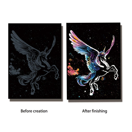 NAIHEY Scratch Art Rainbow Painting Paper DIY Crafts Womens Hobbies Engraving Art Scratchboard Scratch Painting Sketch Pads for Adults 16” x 11.2” (Unicorn Animal) Birthday Gift NaiHey