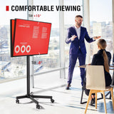 AOKCOS TV Cart Rolling TV Stand - Mobile TV Stand for 32-65 inch Flat/Curved TVs Holds up to 88 Lbs, Portable TV Stand on Wheels with Tilting for Living Room, Bedroom, Office, Max VESA 400x400mm AOKCOS