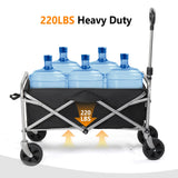 Kshioe Collapsible Wagon, Beach Wagon with Big Wheels for Sand, Grocery Wagon All-Terrain Wheels Garden Grocery Wagon for Shopping Park Picnic, Camping, Beach Trip Kshioe