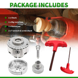 Yunnergo 1" x 8 TPI Thread 4 Inch Self Centering Wood Lathe Nickel-Plated Chuck Set 2/3/5 Jaw Turning Chuck Set (2PCs Jaw) Yunnergo