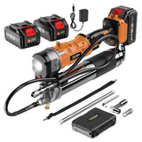 TaskStar 2-in-1 Electric Grease Gun:12000 PSI, 5.3 oz/min Flow Battery Powered Cordless Grease Gun with 2 * 4.0 Ah Batteries and Charger, LED Light, 90 Degree Coupler Adapter, Orange TaskStar