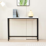 loglus Console Table for Entryway, Faux Marble MDF Sofa Table with Golden Frame (Single Layer, Black Frame) loglus