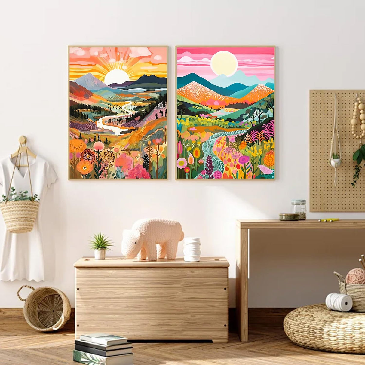 Diamond Art Kits for Adults Beginner, 2 Pack Mountain Flower DIY Modern Diamond Painting Kits 5D Diamond Dots Gem Art Crafts with Tools,Round Full Drill Funny Crafts for Home Wall Decor&Gift-10x13.7in BAWKENTON