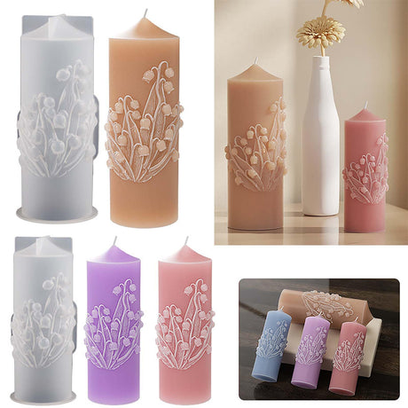 2 Pack Bell Orchid Cylinder Candle Mold - Resin Casting Silicone Mold for Home Decor and 3D Animal Candle Making ESEDAGE