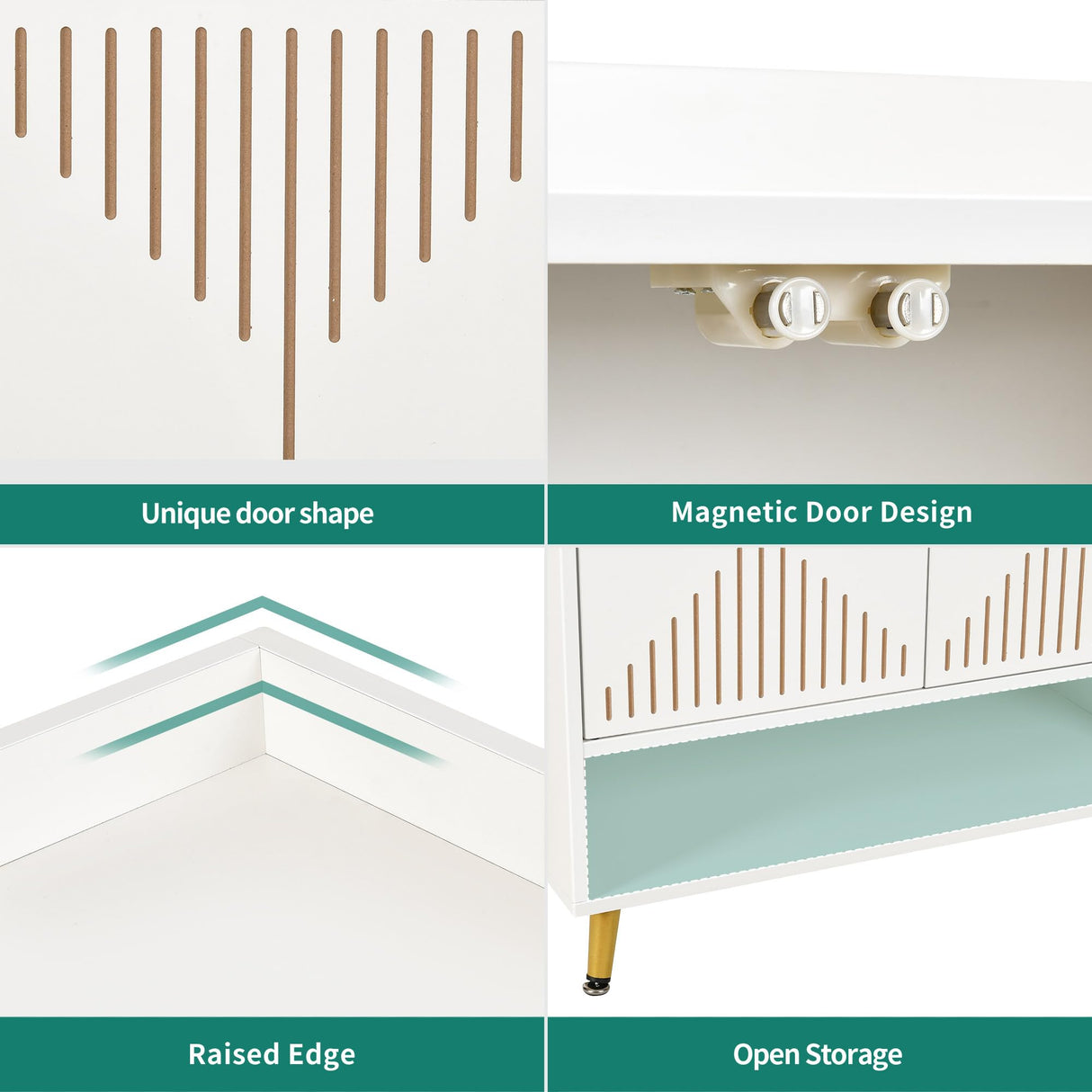 YITAHOME Shoe Cabinet with Doors for Entryway, 5-Tier White Shoe Storage Cabinet Modern Self-Supporting Wood Organizer Cabinet for Entryway Living Room Hallway, White&Gold YITAHOME