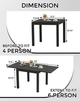 Expandable Patio Table for 4-6 Persons, Extentable Outdoor Dining Table Set 31.5”-63”, Aluminum Slat Frame, Rectangular, for Porch, Deck, Garden, Pools, Table, Grey GAOMON