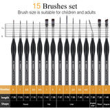 PANDAFLY Detail Paint Brushes Set, 15pcs Miniature Brushes for Fine Detailing & Art Painting - Acrylic, Oil, Watercolors & Paint by Number, Models, Face, Nail, Craft, Warhammer 40k PANDAFLY