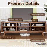 Royal Windsor Modern TV Stand for Living Room,Large TV Table with Fluted Door Cabinets and Open Shelves,Entertainment Center with Storage and TV Mount,Media Console Cabinet with Socket,Reddish Brown Royal Windsor