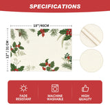 Artoid Mode Holly Pine Cone Christmas Placemats Set of 4, 12x18 Inch Seasonal Winter Table Mats for Party Kitchen Dining Decoration Artoid Mode