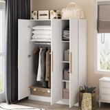 Hitow Large Wardrobe Armoire Closet with 3 Doors, Freestanding Wardrobe Cabinet for Hanging Clothes, Bedroom Armoire Dresser Wardrobe Clothes Organizer, 3-Door White (47.2" W x 18.9" D x 70" H) Hitow