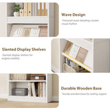 GarveeHome 71 in Farmhouse Bookcase w/Display Rack & Fluted Design, 5 Tier Tall Bookshelf with Wooden Base, Wood Bookshelf Vintage Book Shelf for Office Library (White, 71.5" H x 30.7" W x 11.9" D) GarveeHome