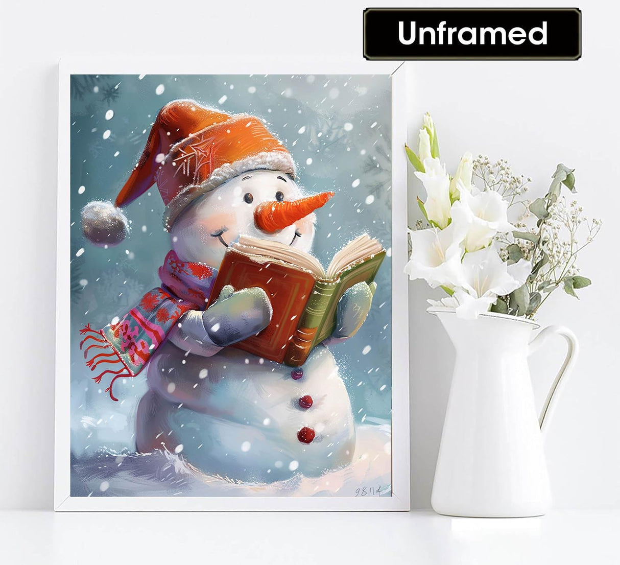 Diymood Paint by Numbers for Adults Snowman, DIY Oil Painting Christmas Acrylic Paint by Number Kits for Kids Adults Beginner for Home Wall Decor 16x20 inch Diymood