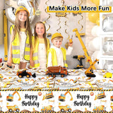 Construction Theme Birthday Party Decorations Plates Set 25 Guests,100 Pcs Plates Napkins Forks Boys Kids Construction Excavator Birthday Party Supplies Heboland