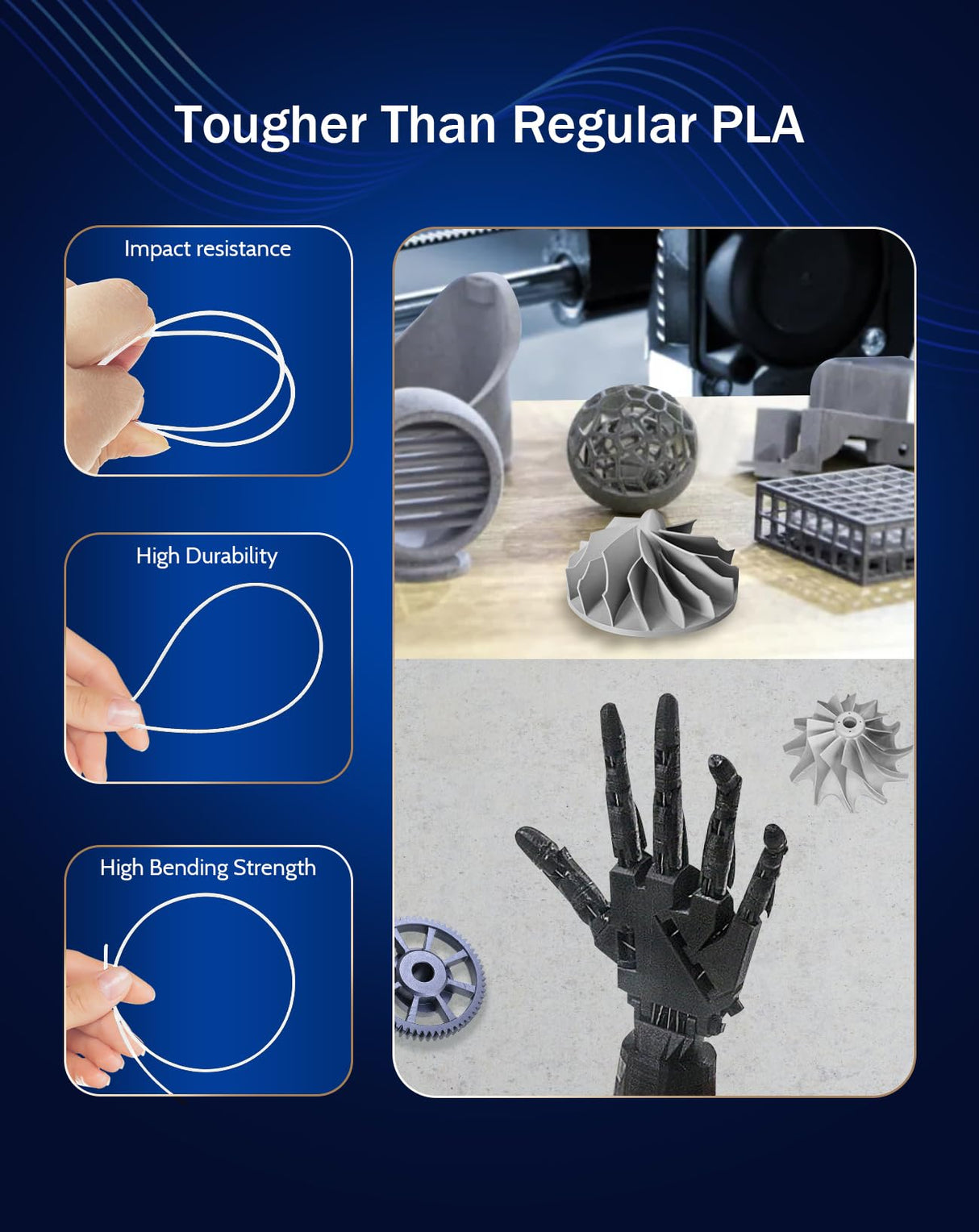 DURAMIC 3D PETG Filament 1.75mm White, 3D Printing Filament 1kg Spool(2.2lbs), White Filament 1.75mm Dimensional Accuracy +/- 0.05 mm Non-Tangling Non-Clogging Non-Stringing DURAMIC 3D