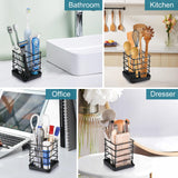 Toothbrush Holders for Bathrooms, Stainless Steel Bathroom Toothbrush Holder Kids Electric Tooth Brushing Holder Stand and Toothpaste Holder for Bathroom Accessories Organizer with Tray, Black (Small) Chintu