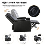 ANJ Electric Power Recliner Chair Soft Leather Reclining with USB Ports and Cup Holders, Black Home Theater Seating with Hidden Arm Storage Movie & Media Room Chairs ANJ