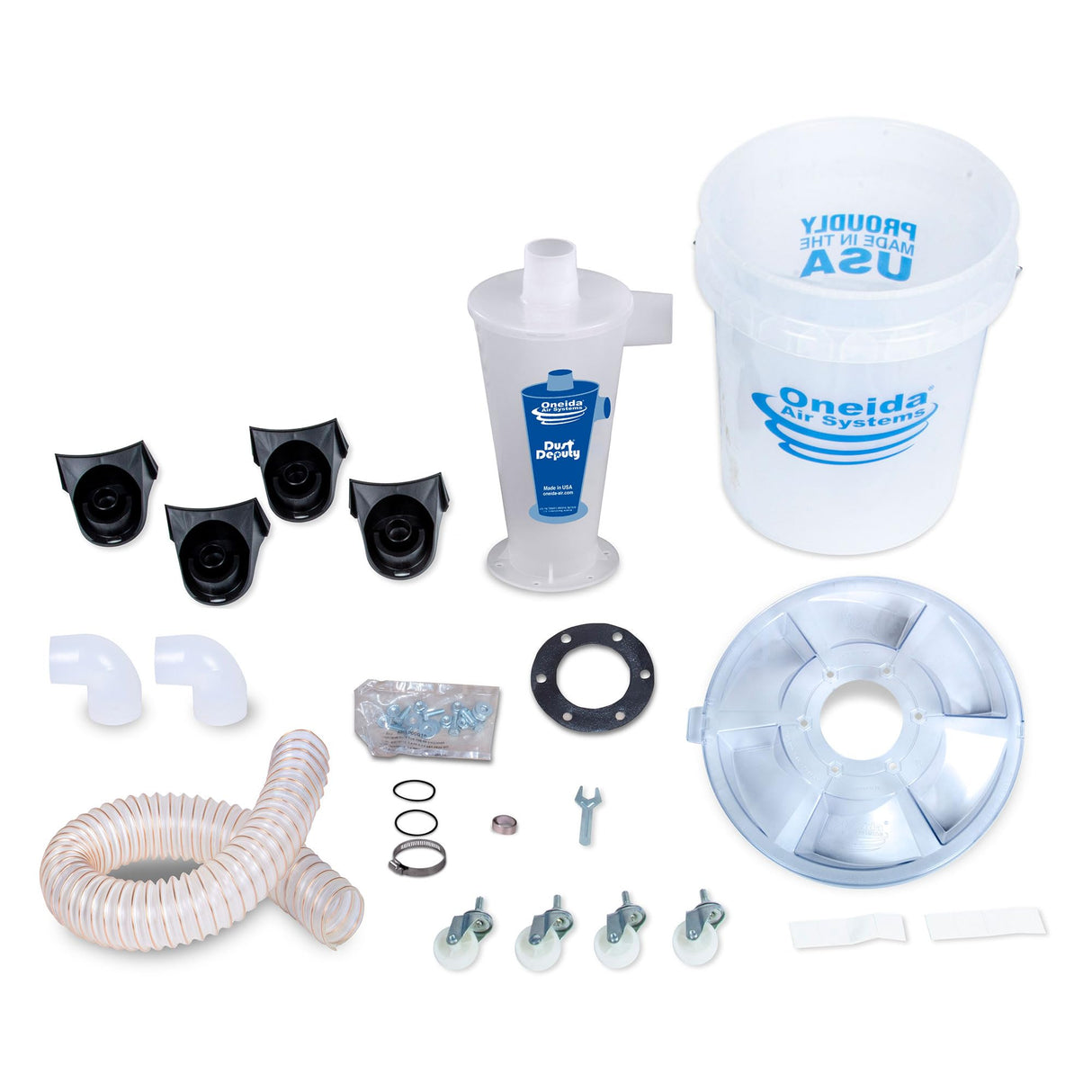 Oneida Air Systems Dust Deputy Deluxe Cyclone Separator Kit with Caster Mounts and Clear Collapse-Proof Bucket for Wet/Dry Shop Vacuums (DD Deluxe Oneida Air Systems