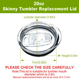 XccMe 20oz Skinny Tumbler Replacement Lids 2 Pack,Spill Proof Splash Resistant Silicone Sliding Covers,Straw Friendly, BPA Free XccMe