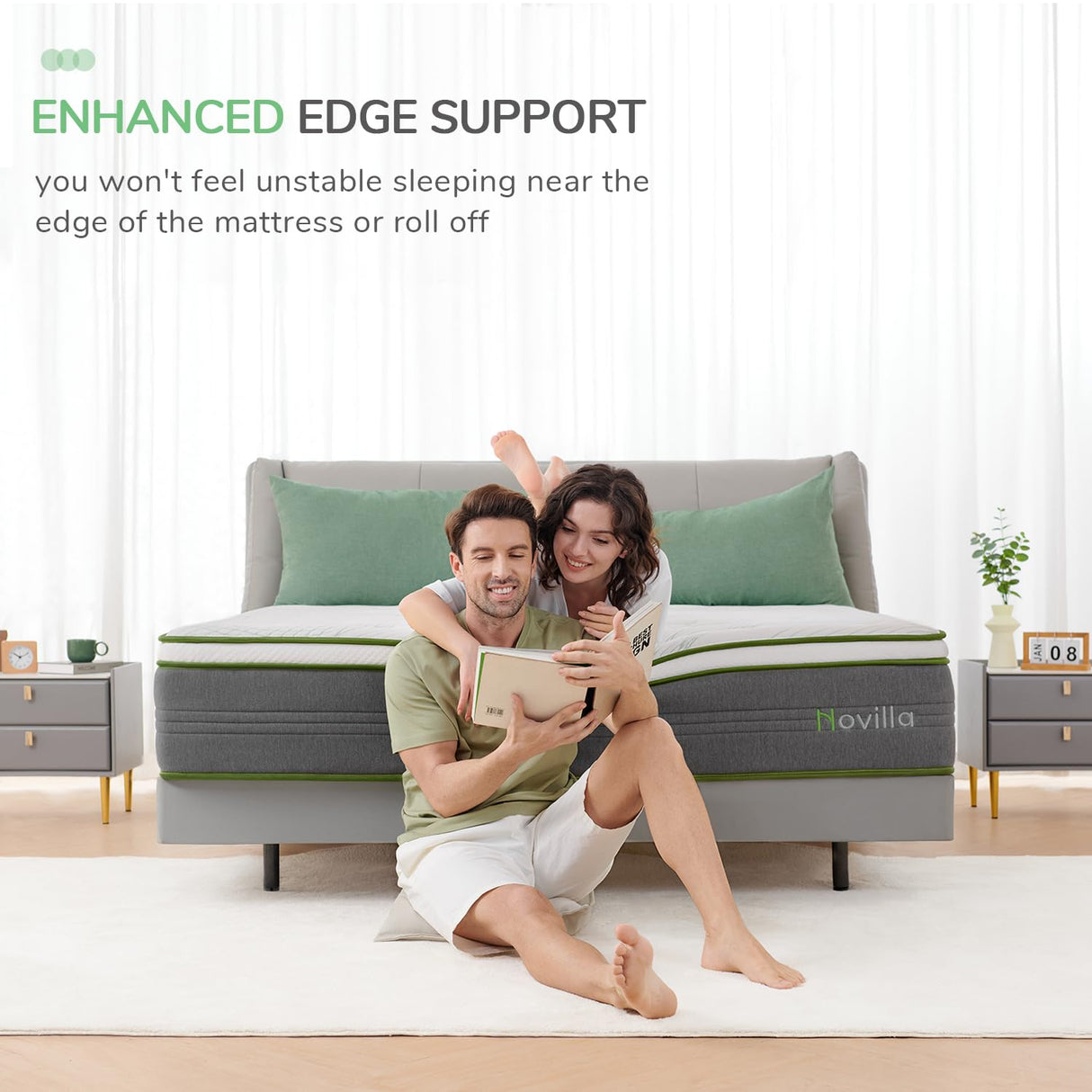 Novilla King Mattress,12 Inch Gel Memory Foam Hybrid Mattress with Individually Pocket Springs, Breathable Mattresses King for Cool Sleep,Motion Isolation & Pressure Relief, Medium Firm, vigour Novilla