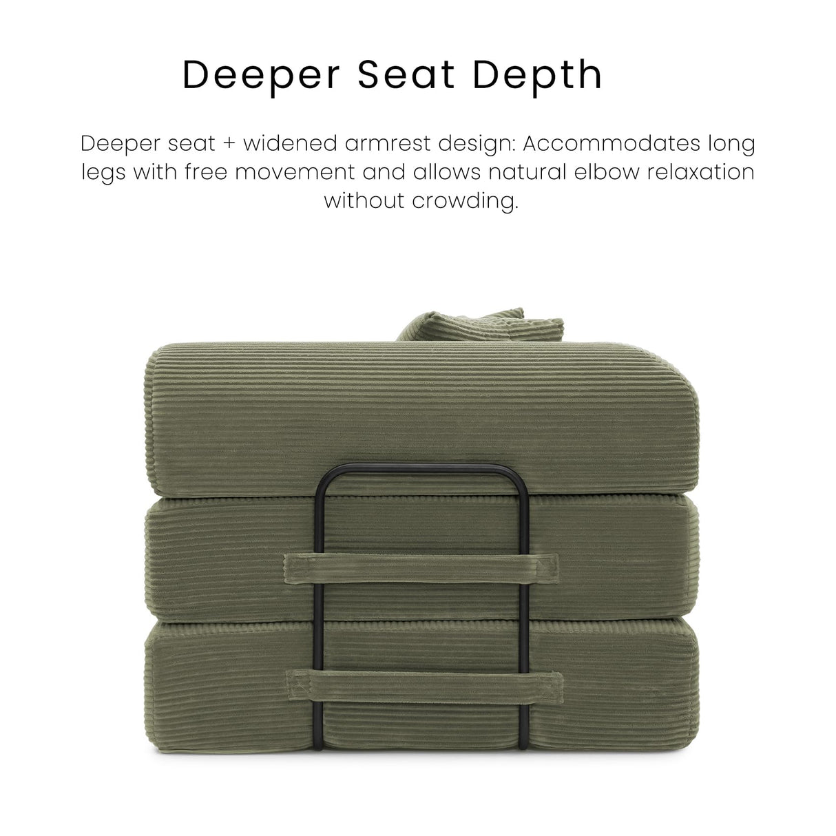 KSTNLUXQ Compression Sofa - 79'' Convertible Sofa Bed, Boneless Couch in a Box, Modular Corduroy Foldable Sleeper Sofa with 2 Pillows, Loveseat Couches for Living Room (Corduroy Fabric, Green) KSTNLUXQ