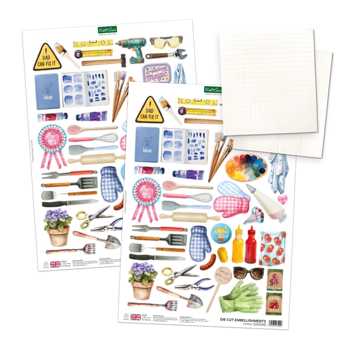 Katy Sue Handy Hobby Aprons Card Making Kit. Contains 8 Shaped Cards, 2 Sheets Die Cut Decoupage, Sticky Foam Pads, Instructions & 8 Envelopes. Apron-Themed Card Making Kits for Adults Katy Sue
