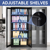 Anxxsu Display Cabinet with Glass Doors, Display Case Cabinet for Collectibles, Curio Display Cabinet with 4 Adjustable Shelves, 71" Glass Display Cabinet for Home Living Room (Black) Anxxsu