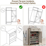 Halitaa Shoe Cabinet, Farmhouse Shoe Storage Organizer, Shoe Storage Cabinet with Doors & Drawer, Boots High-Shoe Cabinet Organizer for Entryway Living Room Hallway, Grey Halitaa