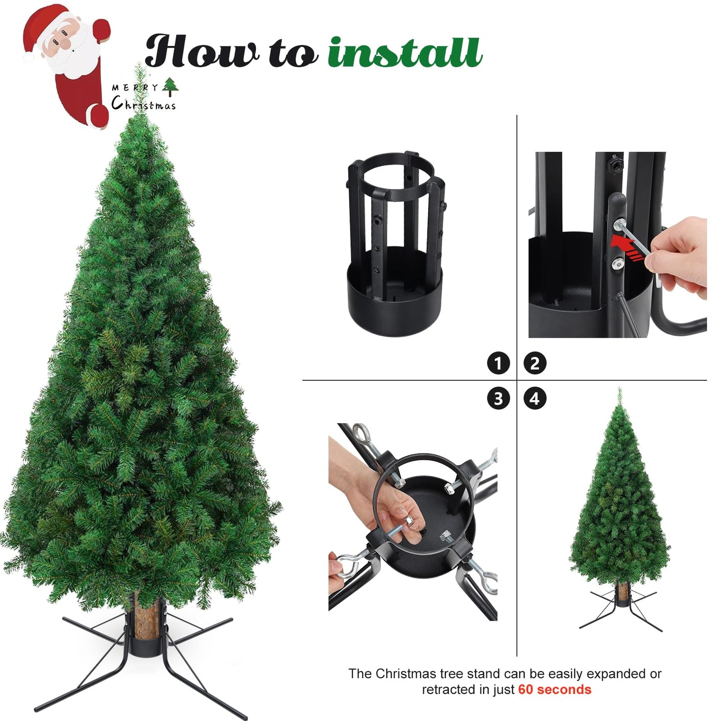 DIIG Christmas Tree Stand, Detachable Christmas Tree Bracket Suitable for Trunks of 1.5 to 4.3 Inches, Suitablefor Pine SprucePoplarof 4-10 Feet