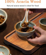 HOMKULA Acacia Wood Serving Platters and Trays - 14" x 5.5" Wooden Mini Charcuterie Boards, Small Cheese Board, Rectangle Wooden Tray for Kitchen Counter, Bathroom, Home Decor, Party, 3 Pack HOMKULA