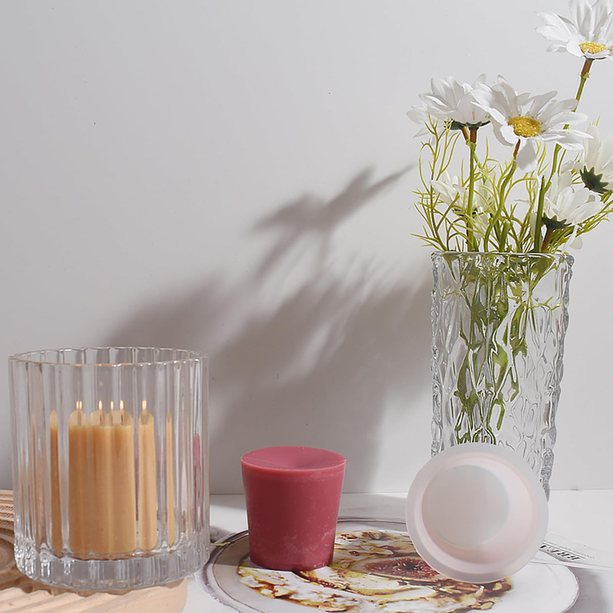 3 Pack Cylinder Candle Mold - Votive Candle - Silicone 3D Molds for Pray, Peony & Home Decor - Resin Casting & Soap Making Molds ESEDAGE