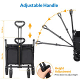Collapsible Wagon Cart,Portable Folding Wagon, Smart Utility Foldable Outdoor Garden Wagon Cart for Sports, Shopping, Camping 75L Capacity GUDNYCE