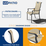 UDPATIO Patio Dining Chairs Set of 6, Outdoor Textilene Dining Chairs with High Back, Patio Furniture Chairs with Armrest, Metal Frame for Lawn Garden Backyard Deck, Brown UDPATIO