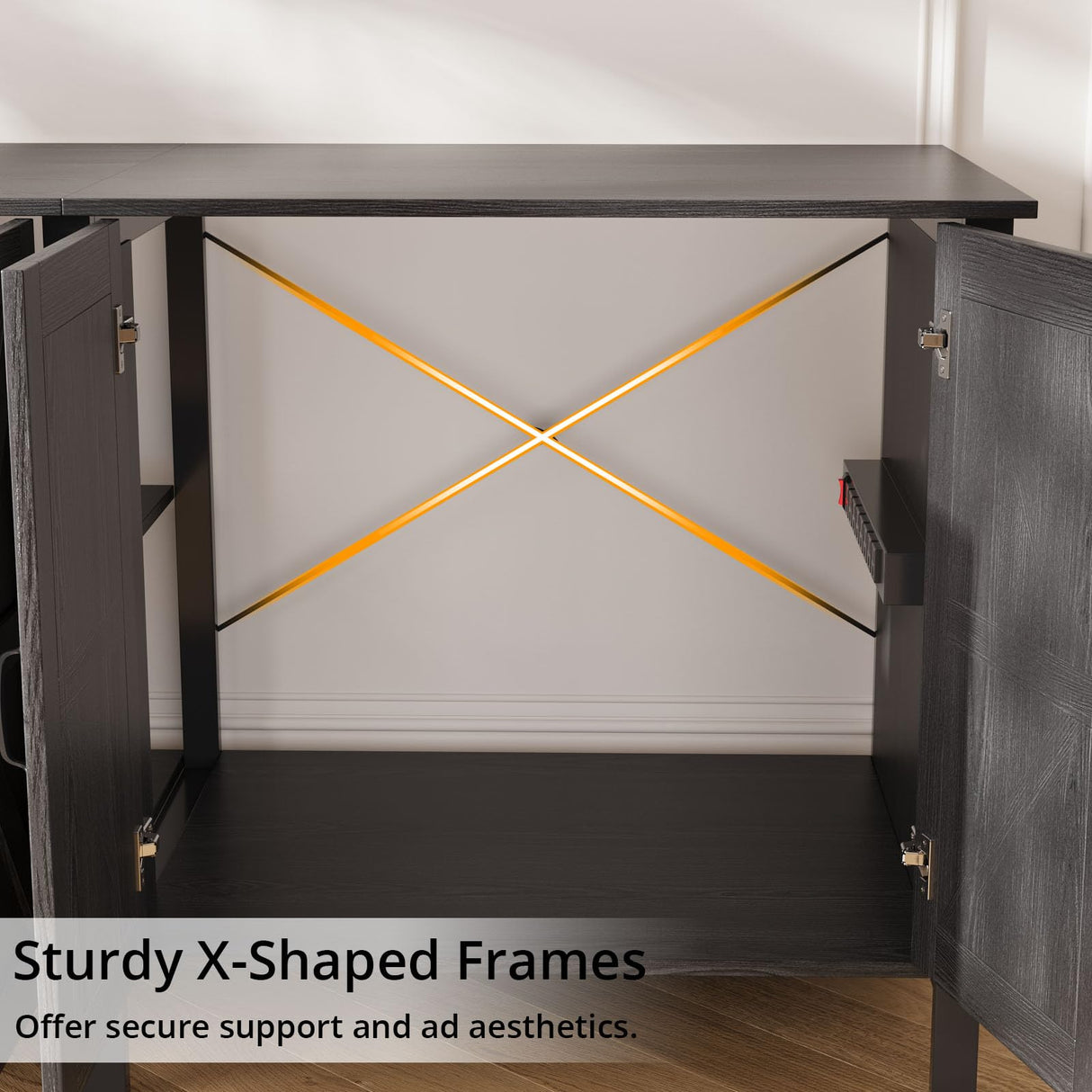 VOWNER 100-150 Gallon Fish Tank Stand with Power Outlet, Heavy Duty Aquarium Stand with Cabinet Storage for Fish Tank, Turtle Tank, Reptile Terrarium, 60" L*23.6" W Tabletop, 2200 LBS Capacity, Black VOWNER